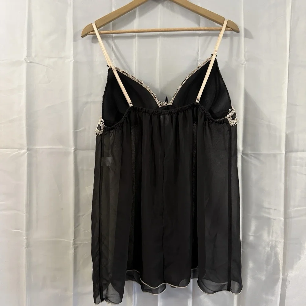 Black Sheer Babydoll Lingerie Sexy XL‎ Adjustable Straps Innocent Padded Cups